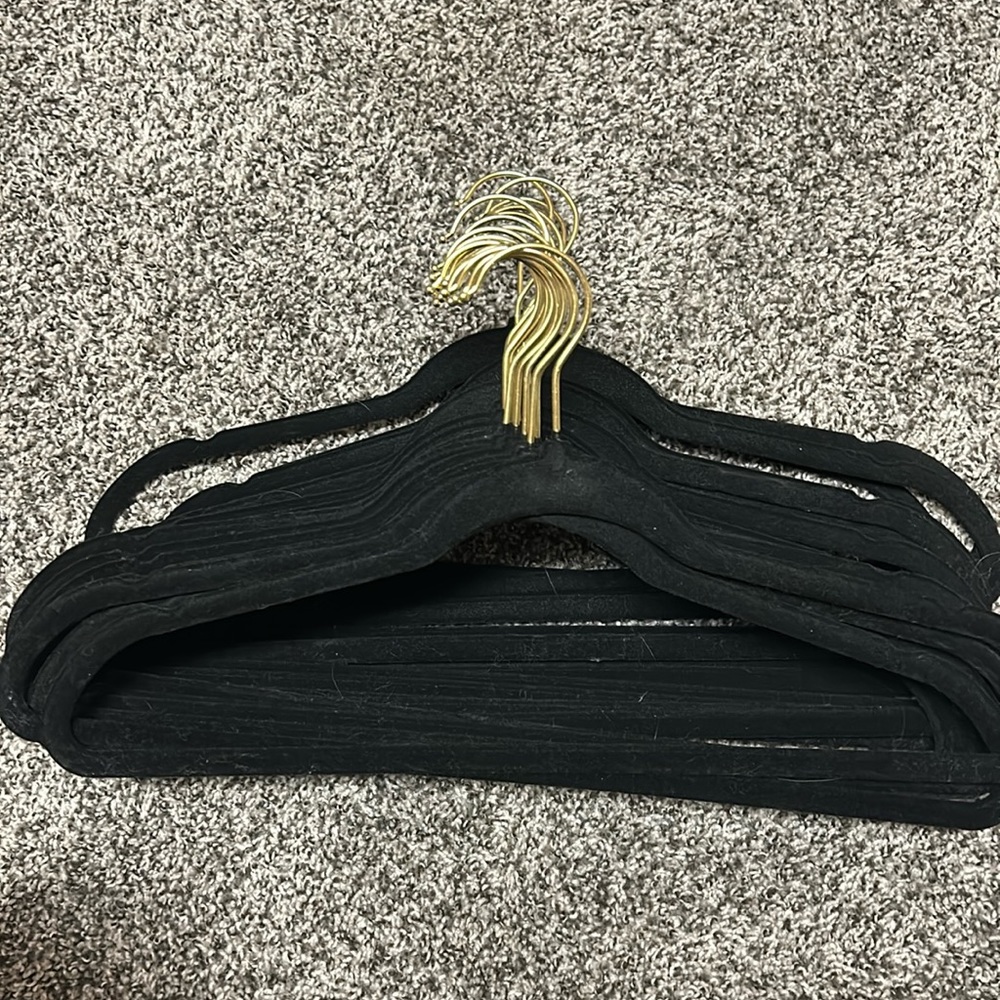 20 Black Fabric Hangers with Gold Metal